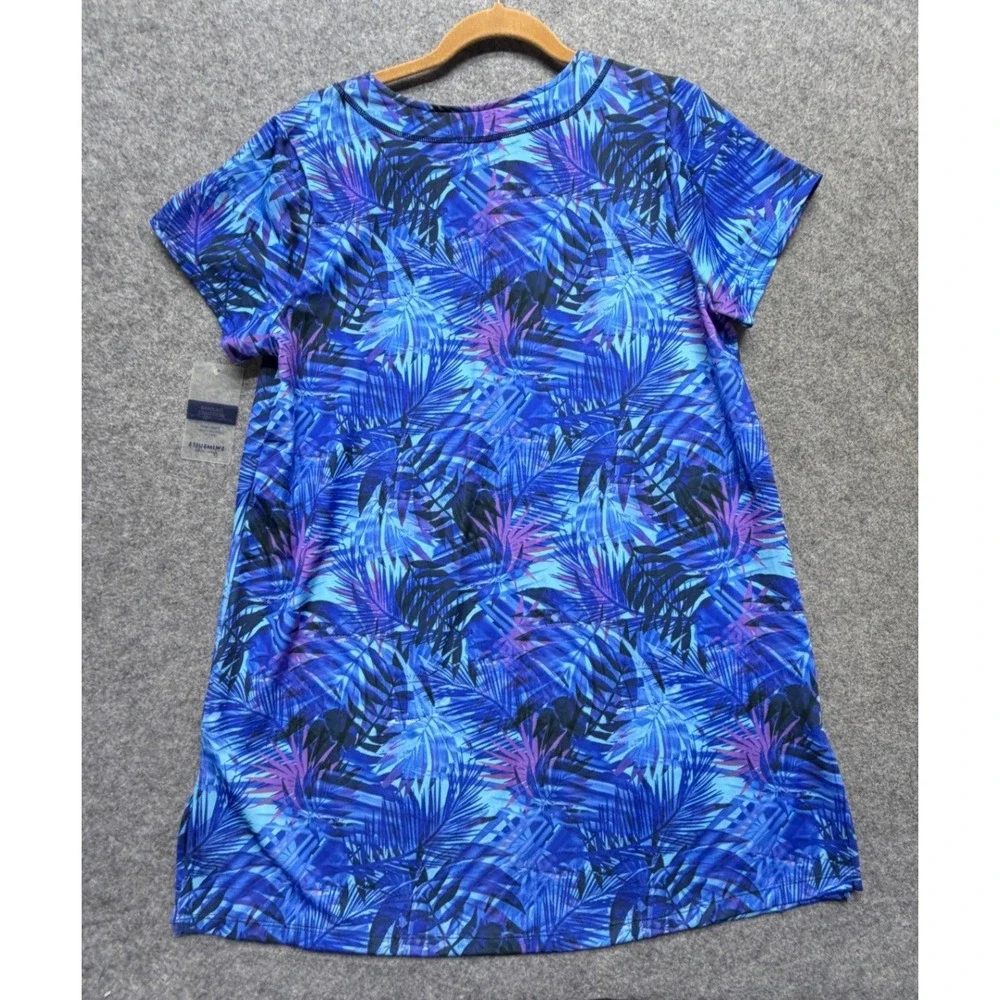 Swimsuits For All Blue Tropical Palm Swim Dress Rash Guard Top 14 Beach Resort